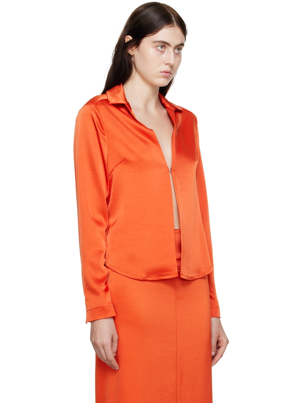 SSENSE Exclusive Orange Hook-Eye Shirt - 2