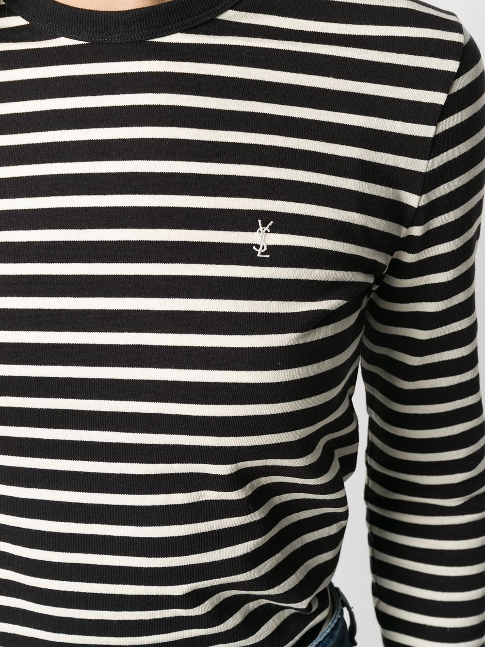 logo embroidered striped top - 5