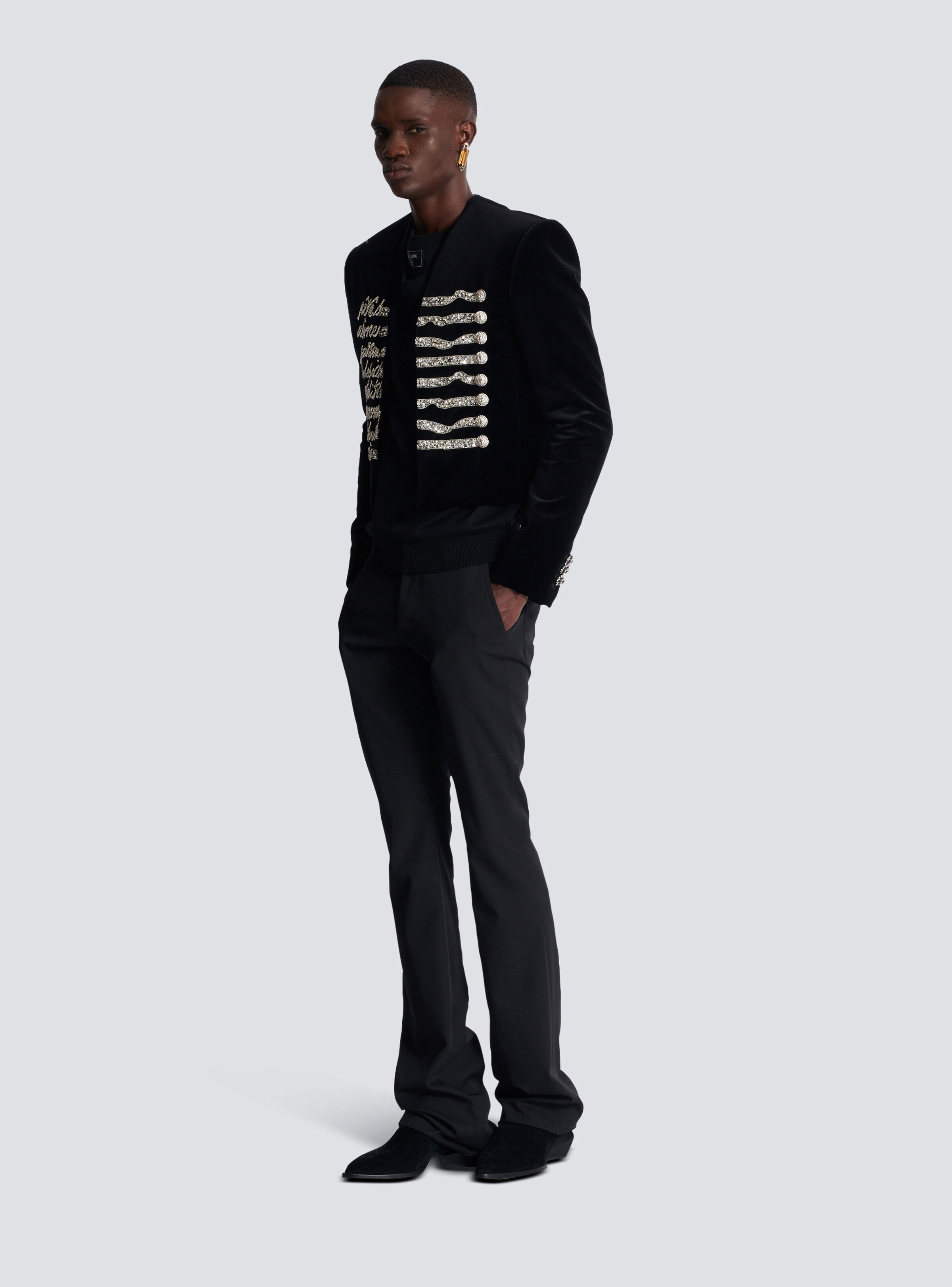 Cropped velvet jacket with "Love Letter" embroidery - 2