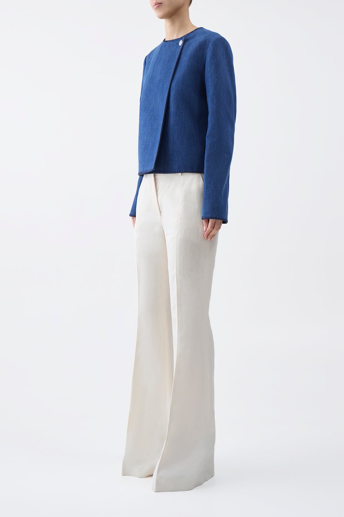 Wyn Jacket in Recycled Denim Linen - 3