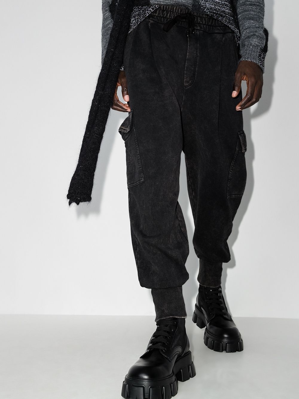 acid-wash cargo track pants - 2