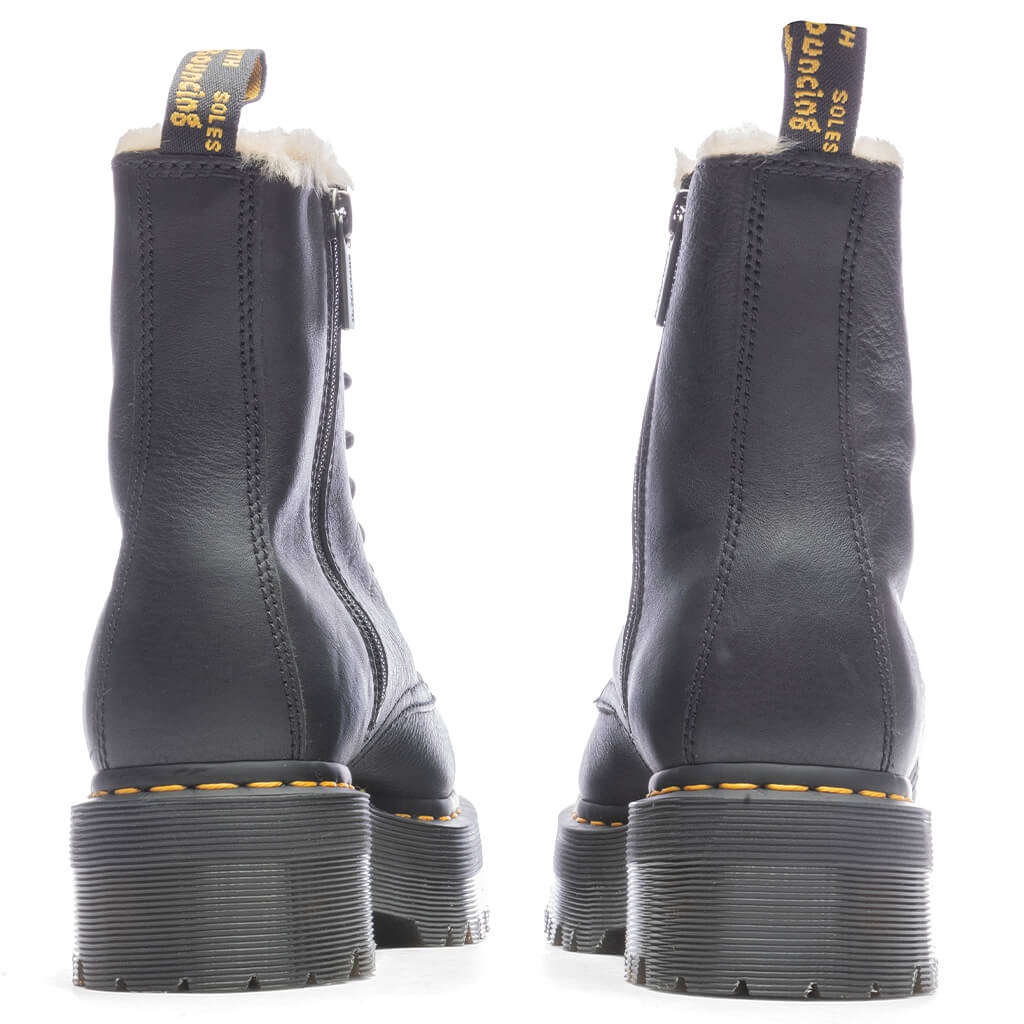 JADON BOOT LEATHER FAUX FUR LINED PLATFORMS - BLACK - 4