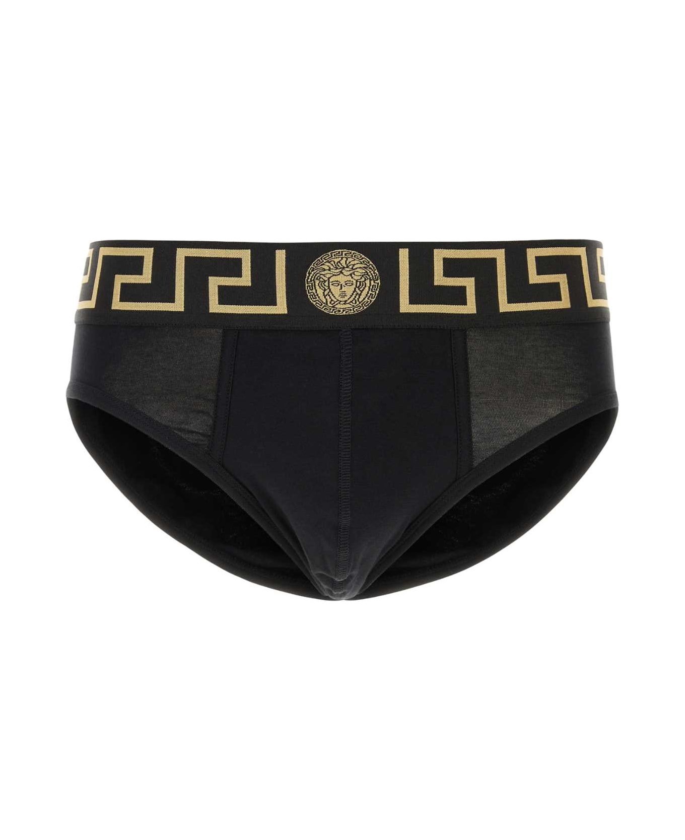 Black Stretch Cotton Brief - 1