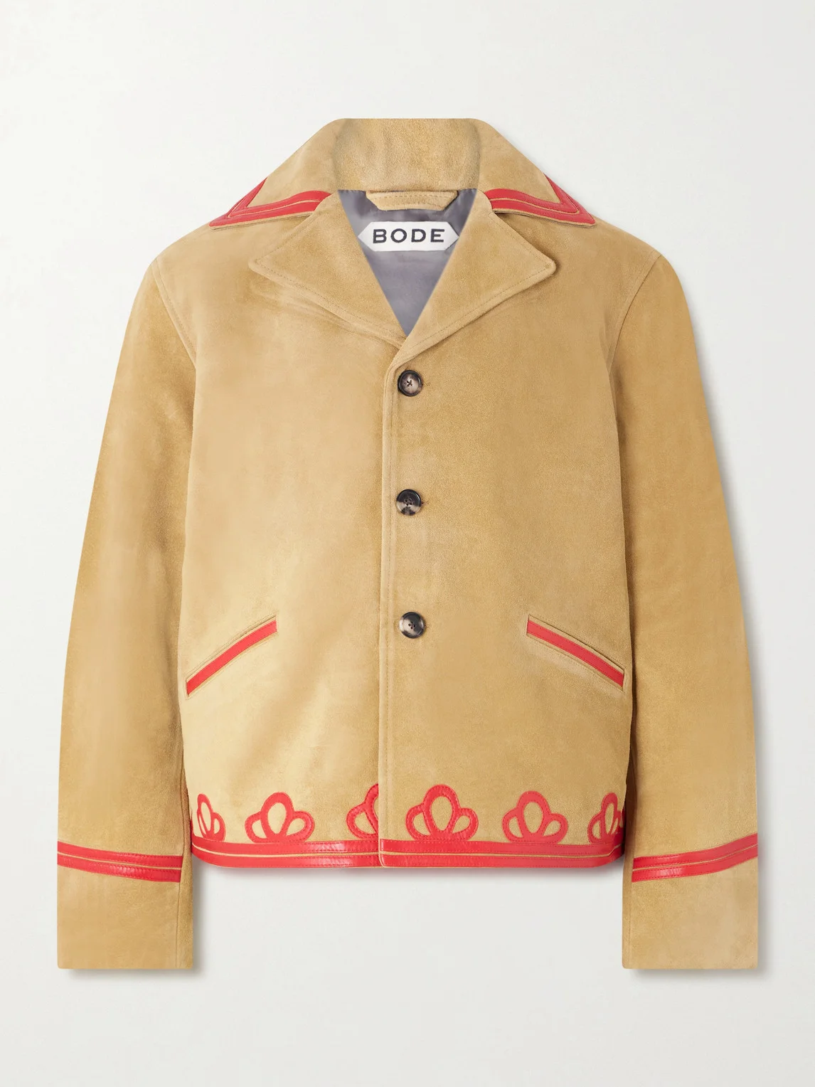 Trefoil Leather-Trimmed Suede Jacket - 1