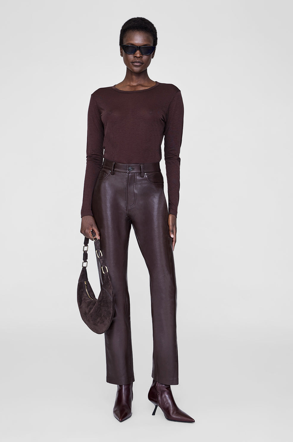 Sylvie Long Sleeve Tee - Dark Brown - 2