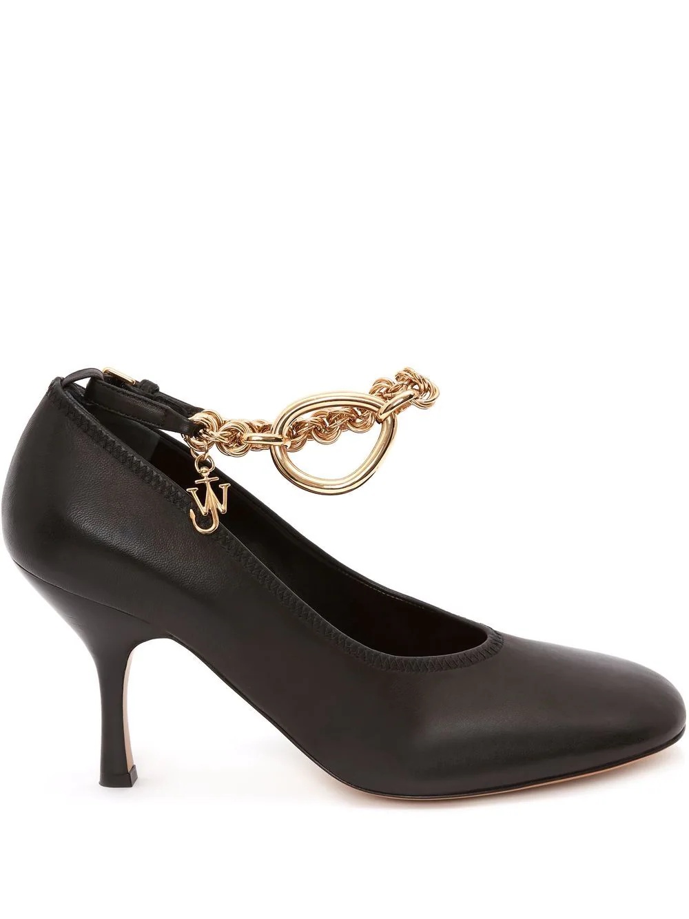 ankle-chain leather pumps - 1