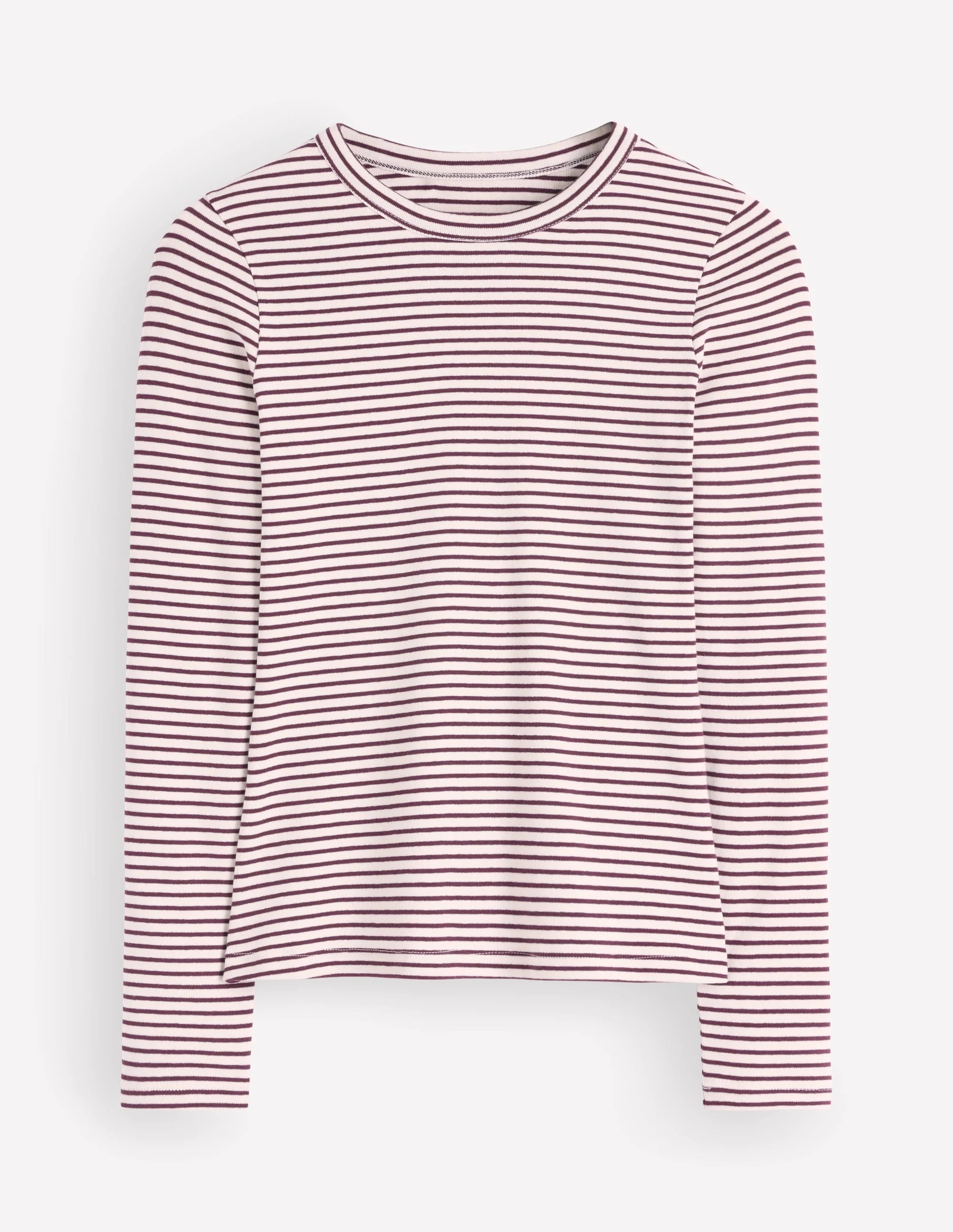 Annie Essential Crew Neck Top-Deep Wisteria and Ivory Stripe - 1