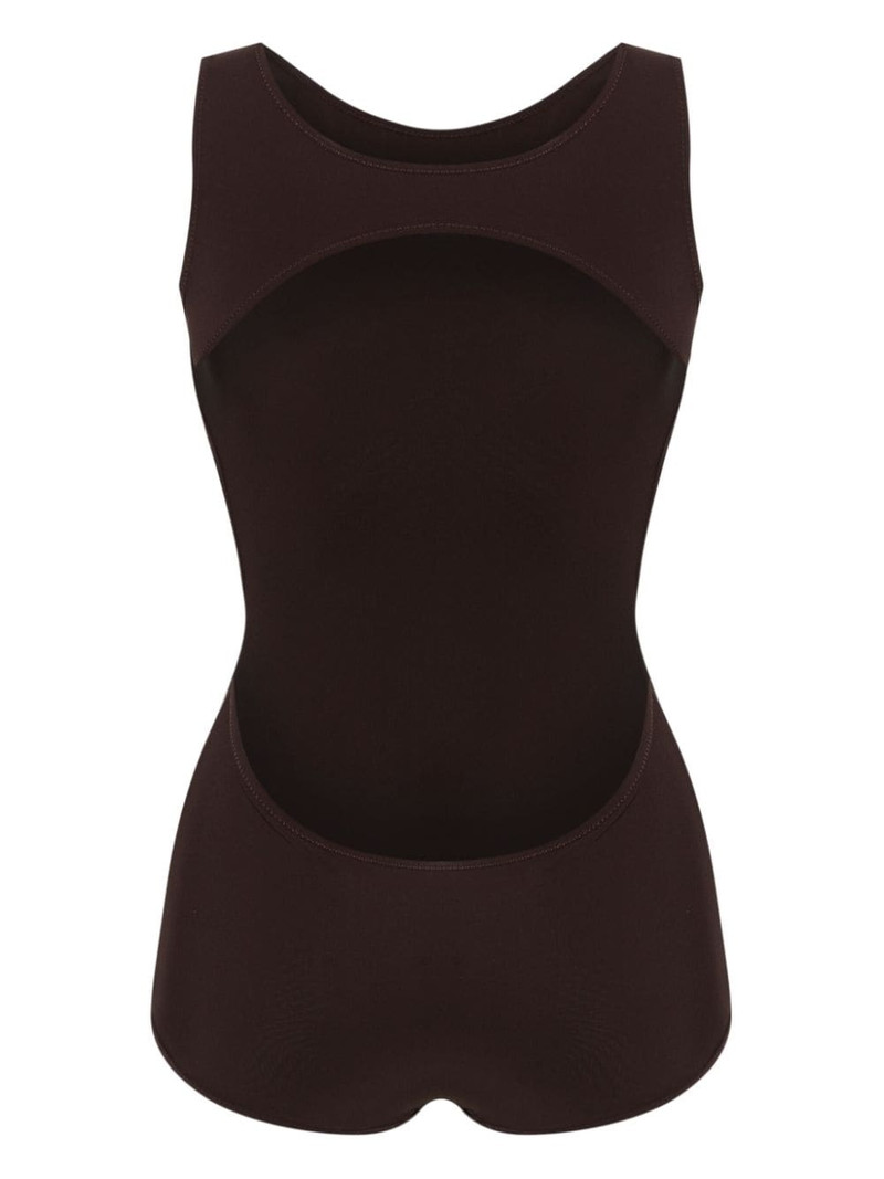 Jil Sander logo-print open-back swimsuit outlook