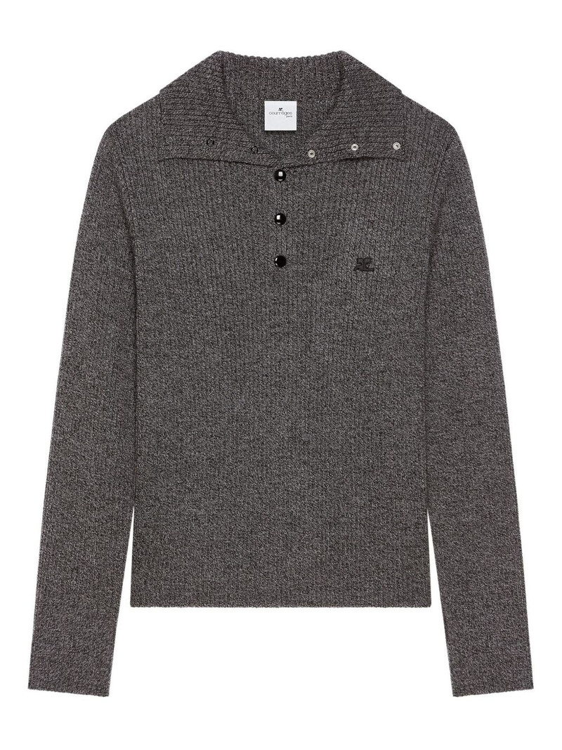 ribbed-knit polo top 1