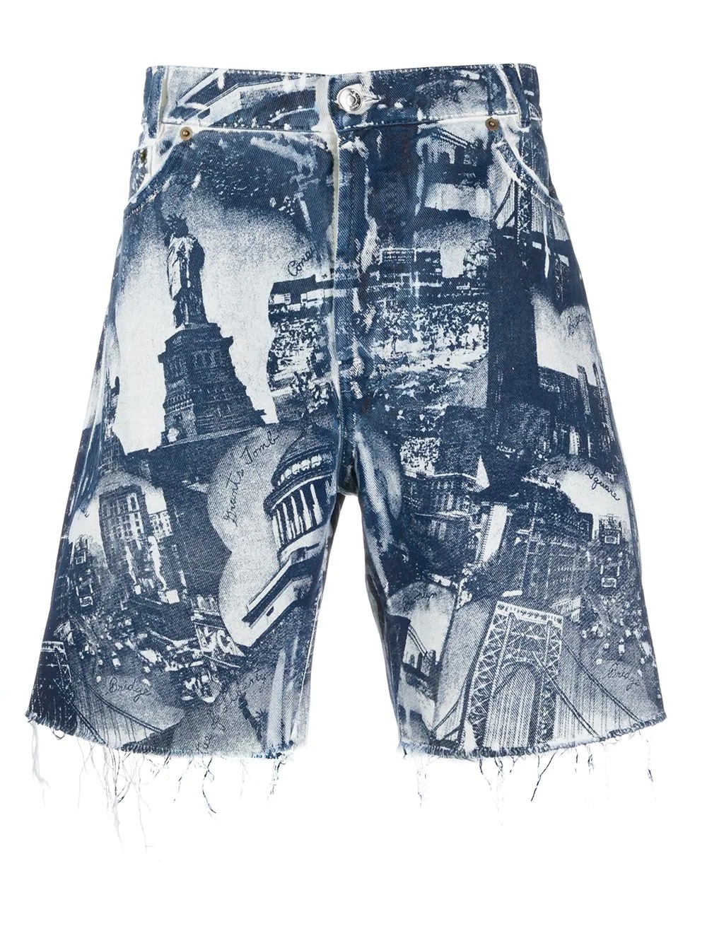 landmark-print denim shorts - 1