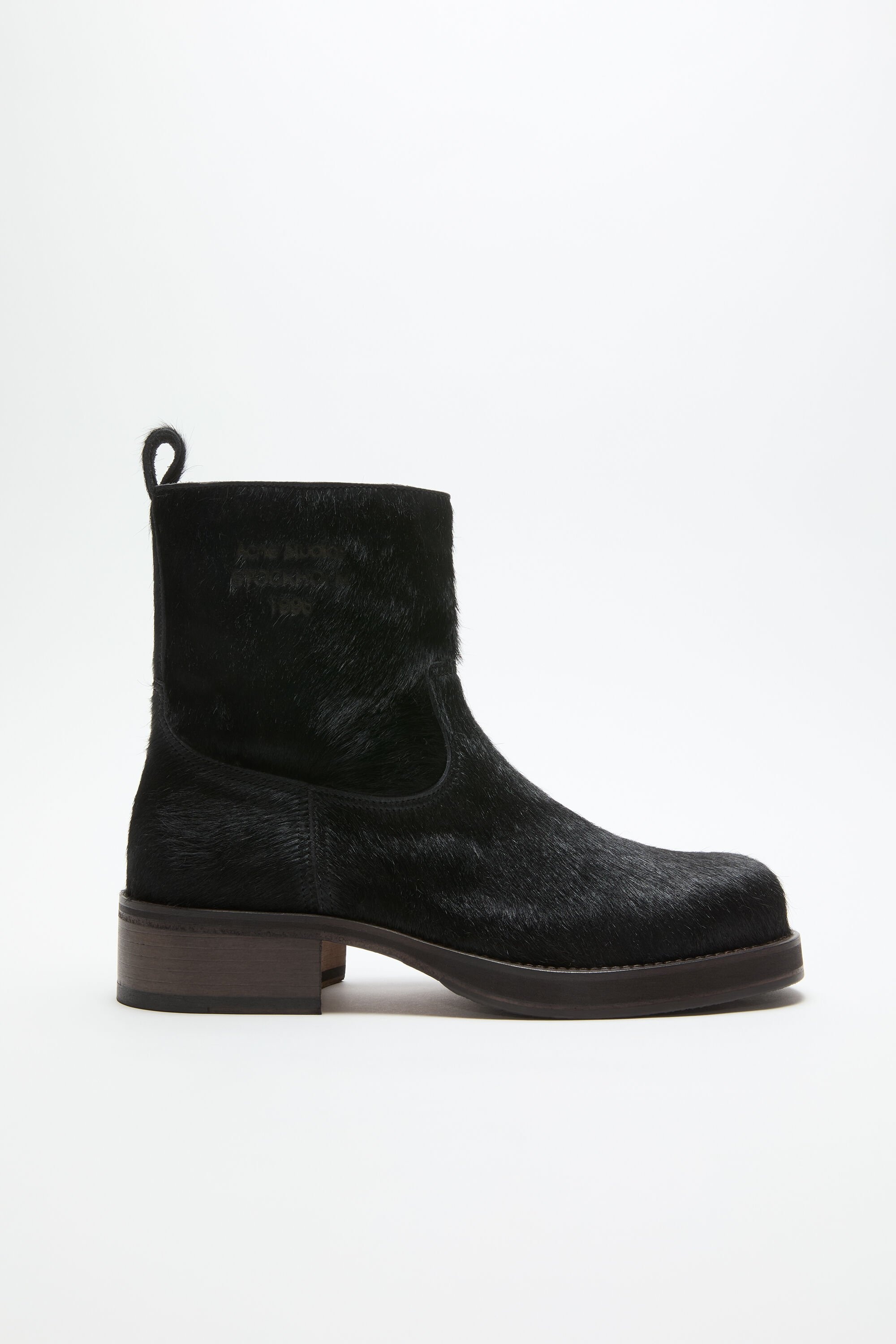 Furry leather boot - Black - 1