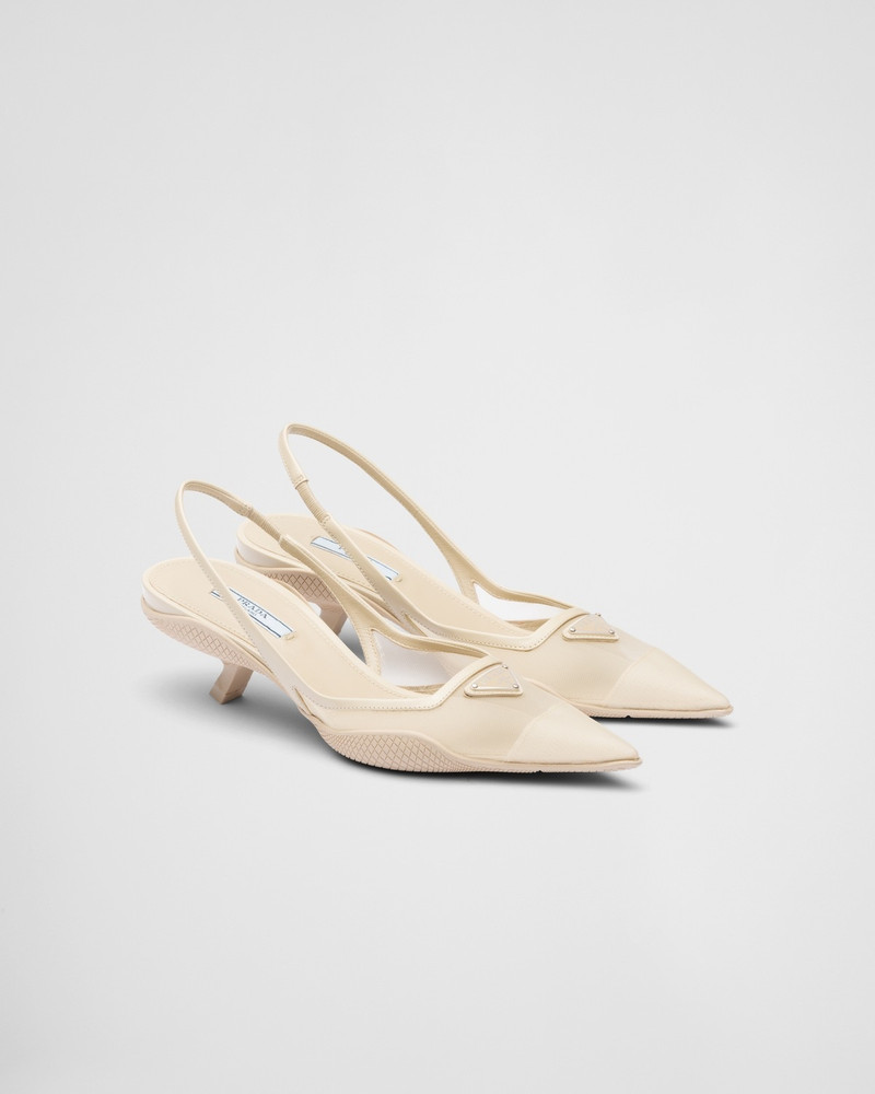 Mesh fabric slingback pumps 2
