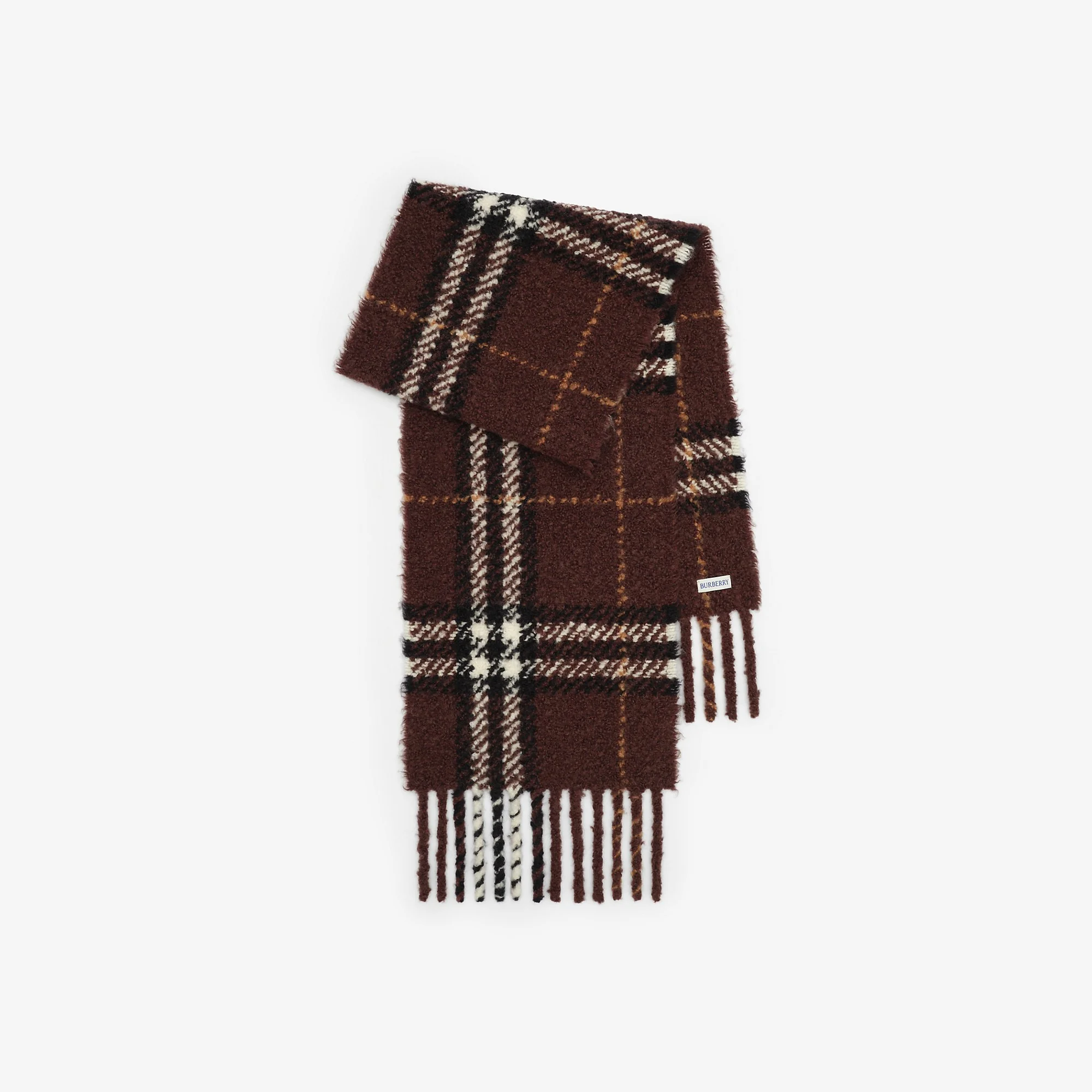Check Alpaca Wool Blend Bouclé Scarf - 1