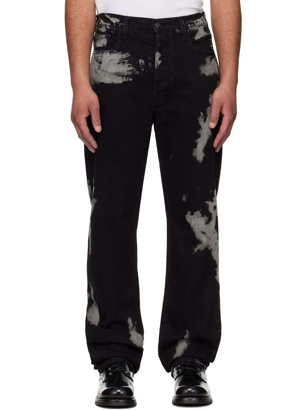 Black Bleach Straight Leg Jeans - 1