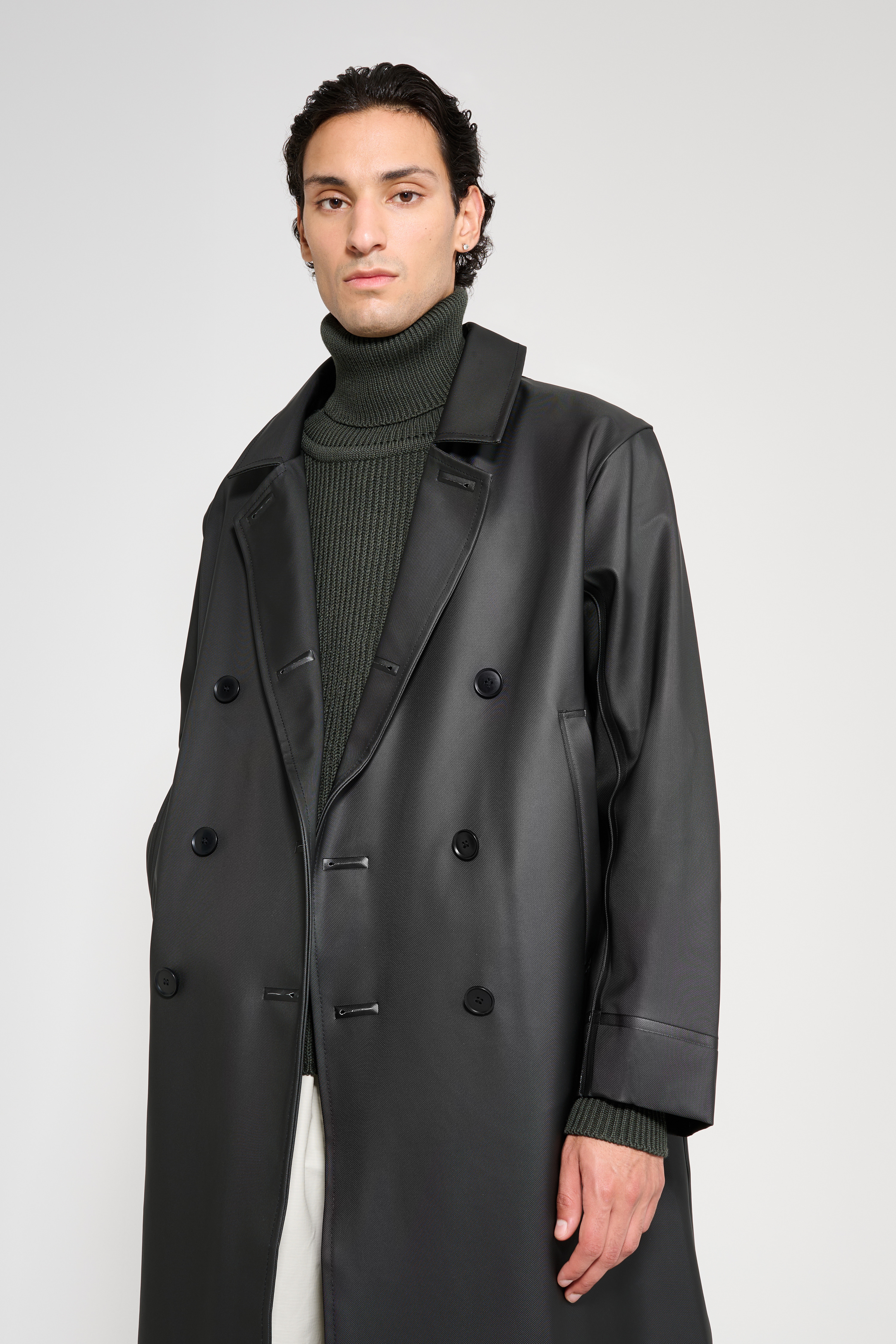 Rosenbad Long Double Breasted Overcoat Black - 5