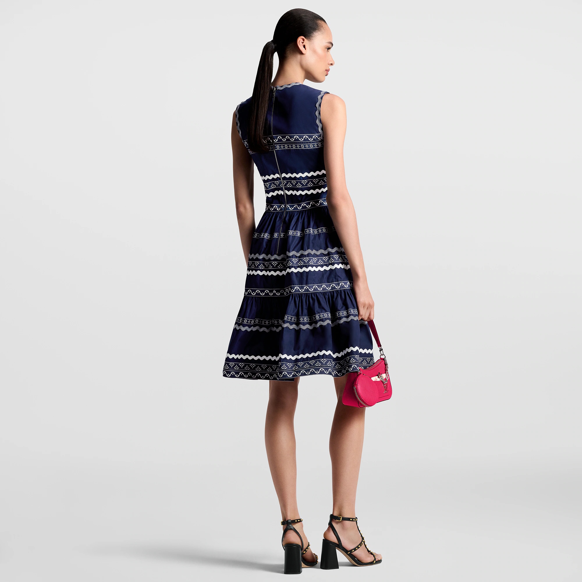 Graphic Trim Tiered Dress - 3