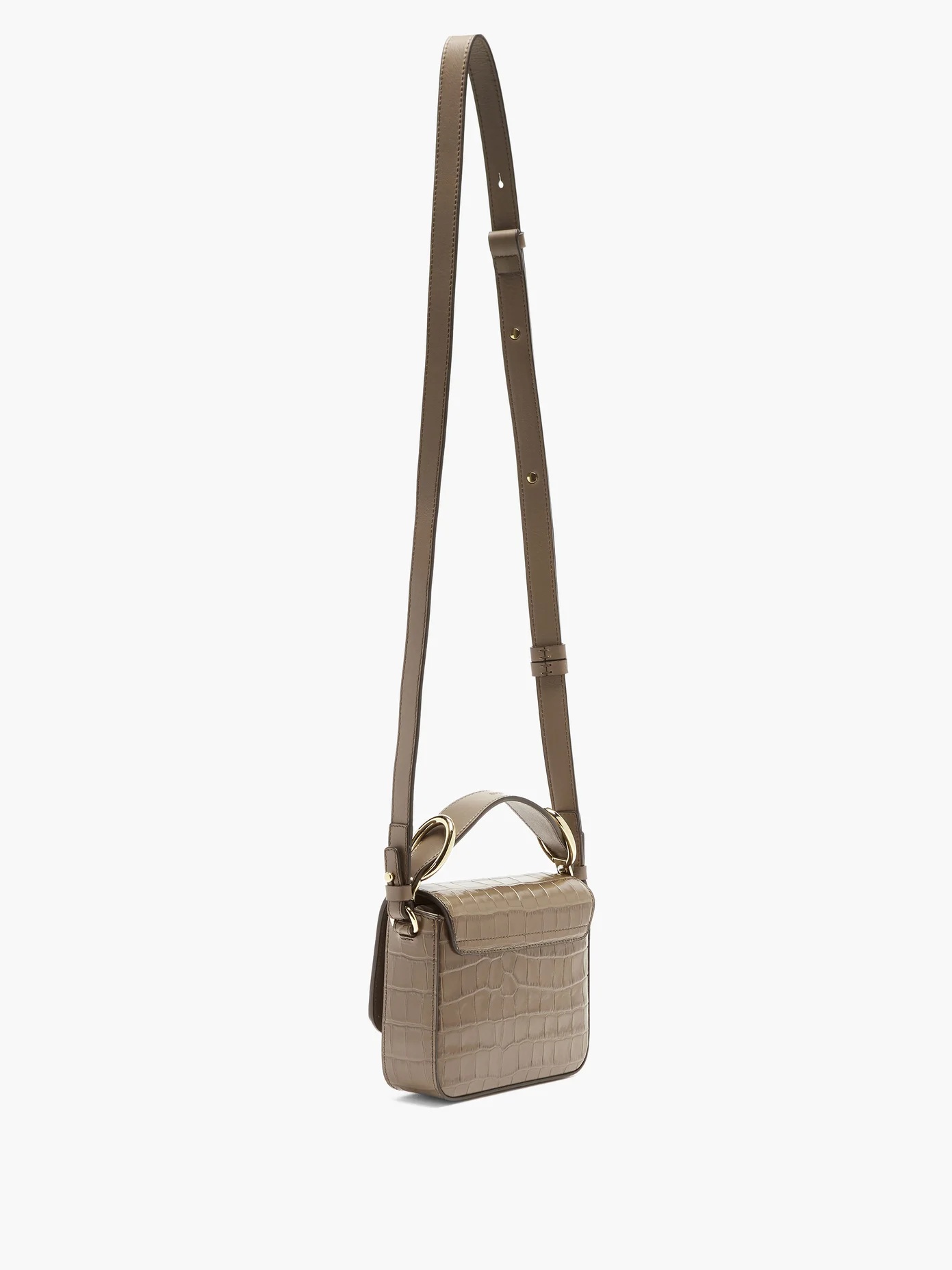 Mini C crocodile-effect leather cross-body bag - 4