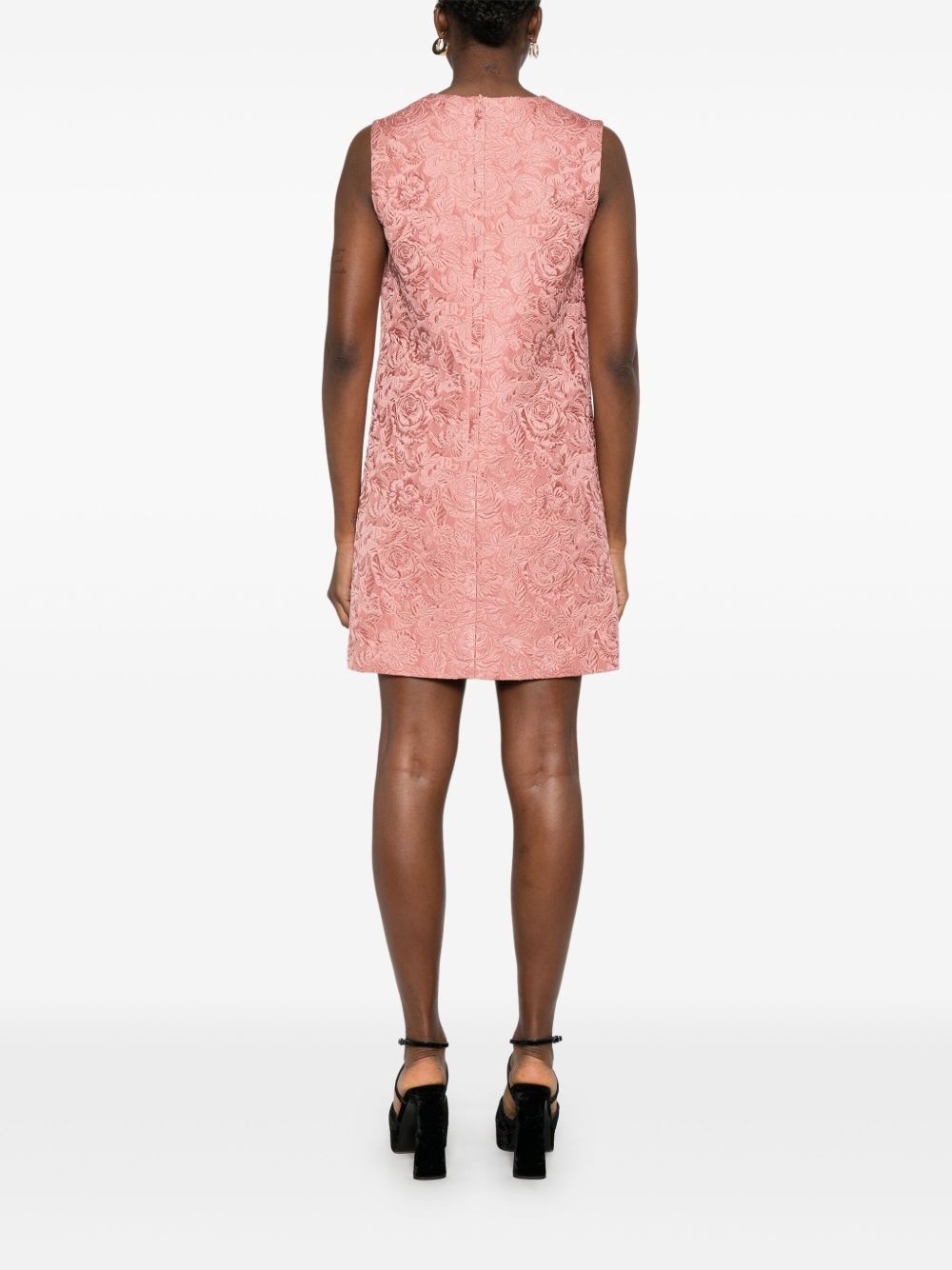 floral-jacquard mini dress - 4