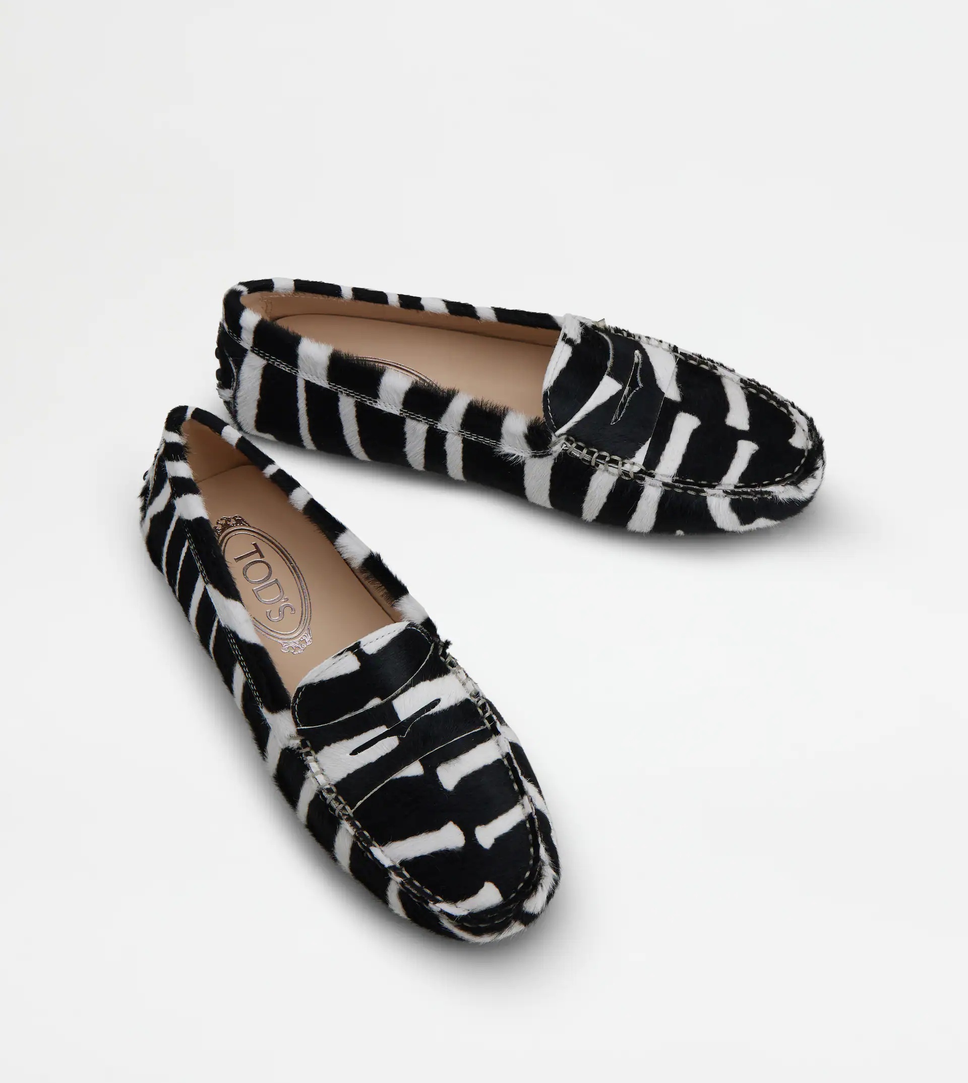 GOMMINO DRIVING SHOES IN PONYSKIN-EFFECT LEATHER - WHITE - 3