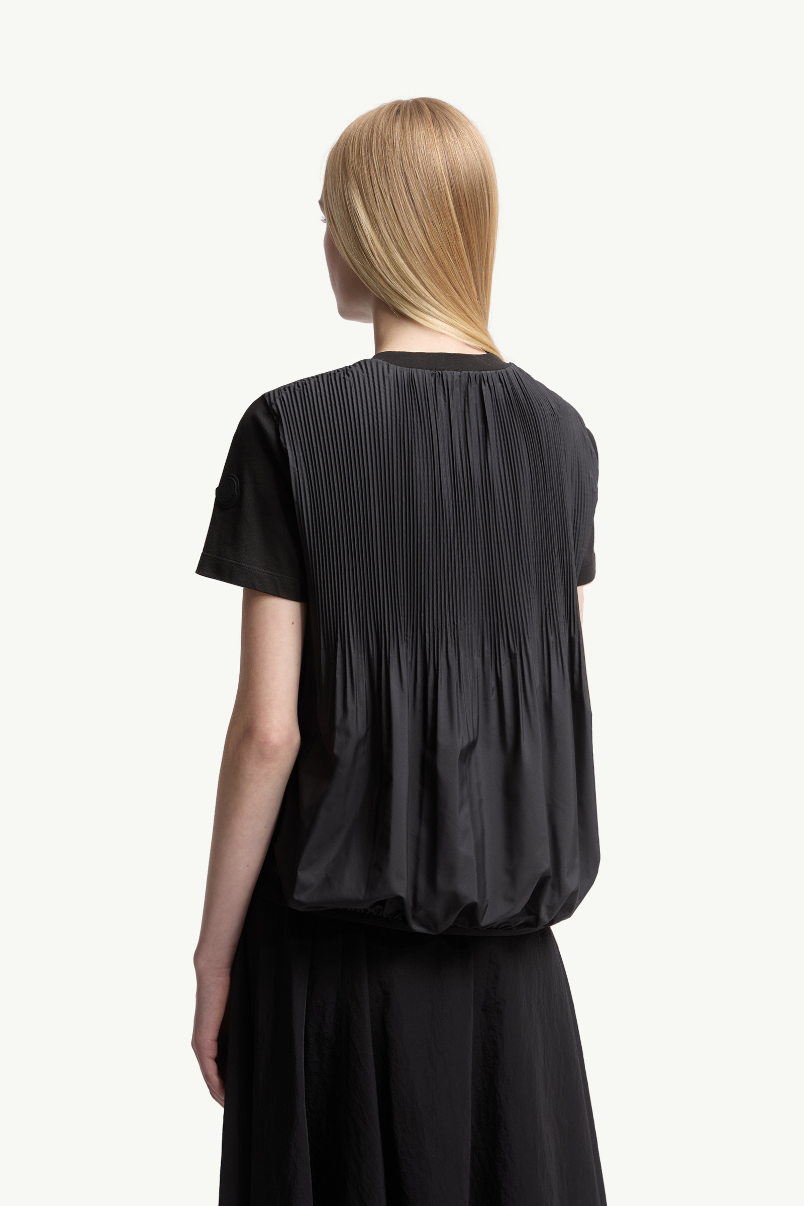 Pleated Back Cotton T-Shirt - 5