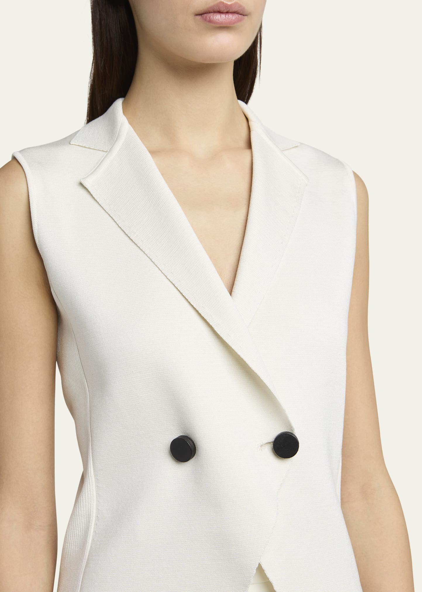 Silk Knit Single-Breasted Vest - 5