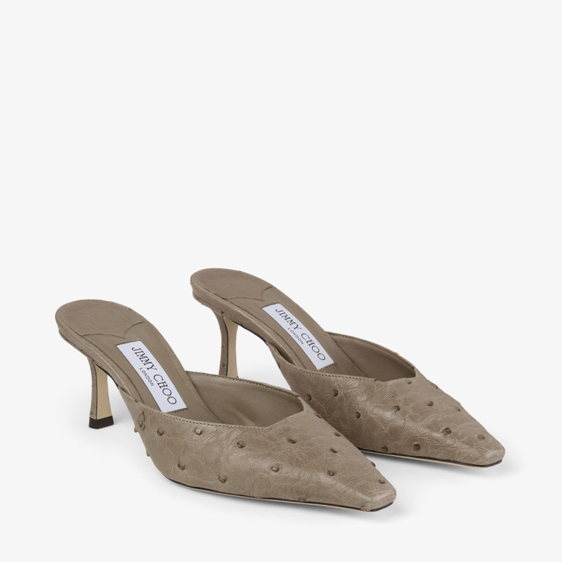 Vivi 65 Taupe Ostrich Leather Mules 3