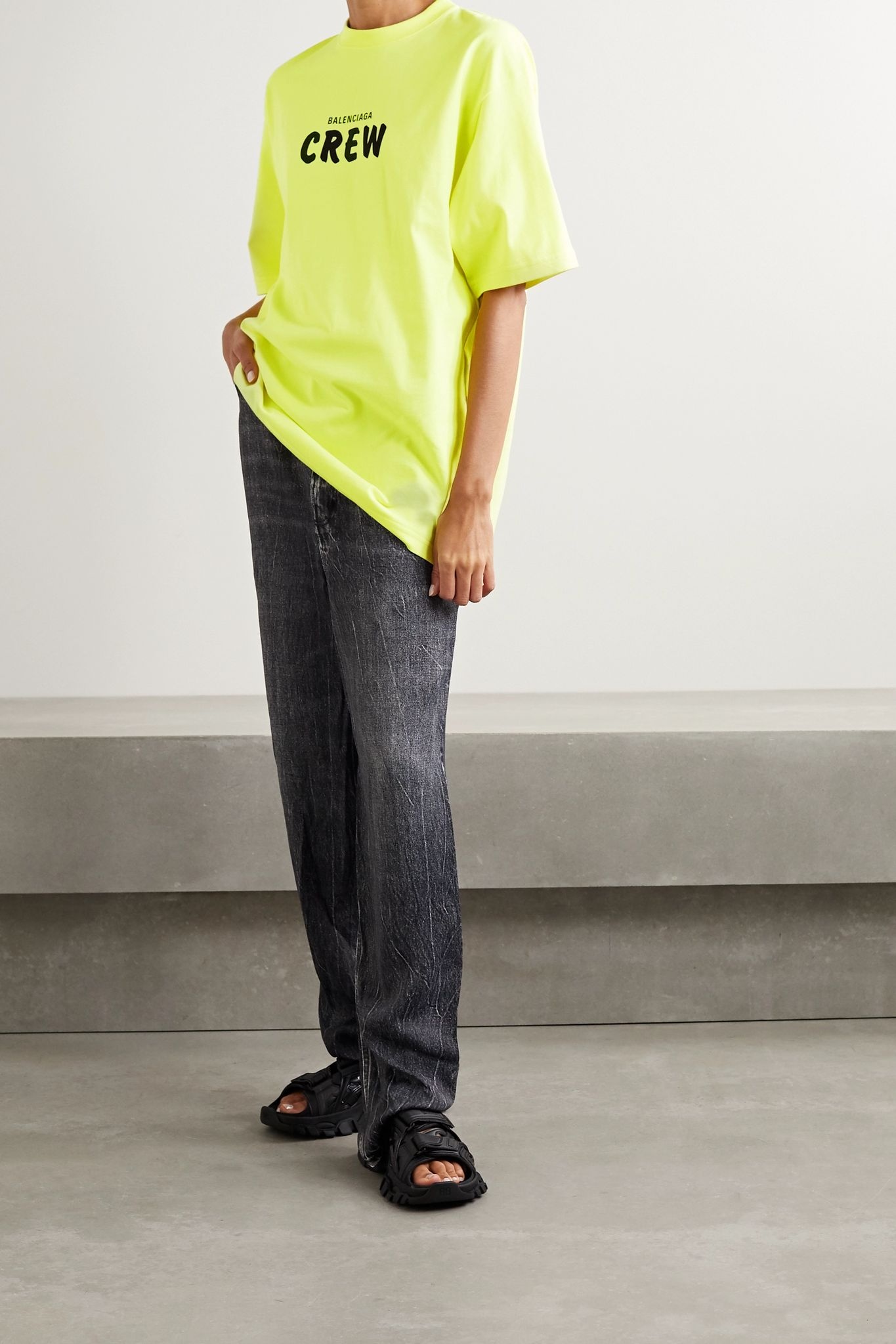 Oversized neon printed cotton-jersey T-shirt - 2