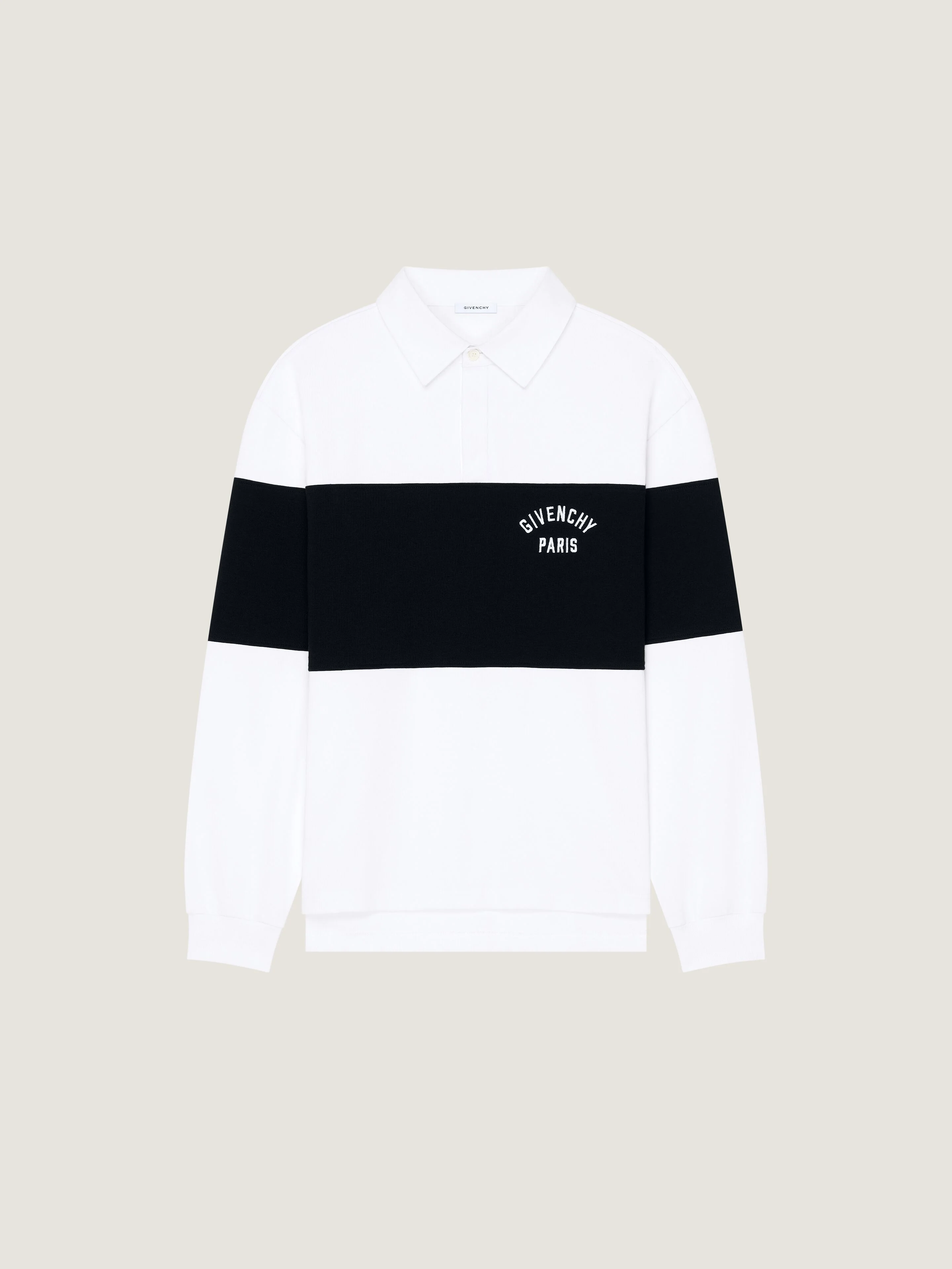 BICOLOR POLO IN COTTON WITH GIVENCHY PARIS EMBROIDERY - 1