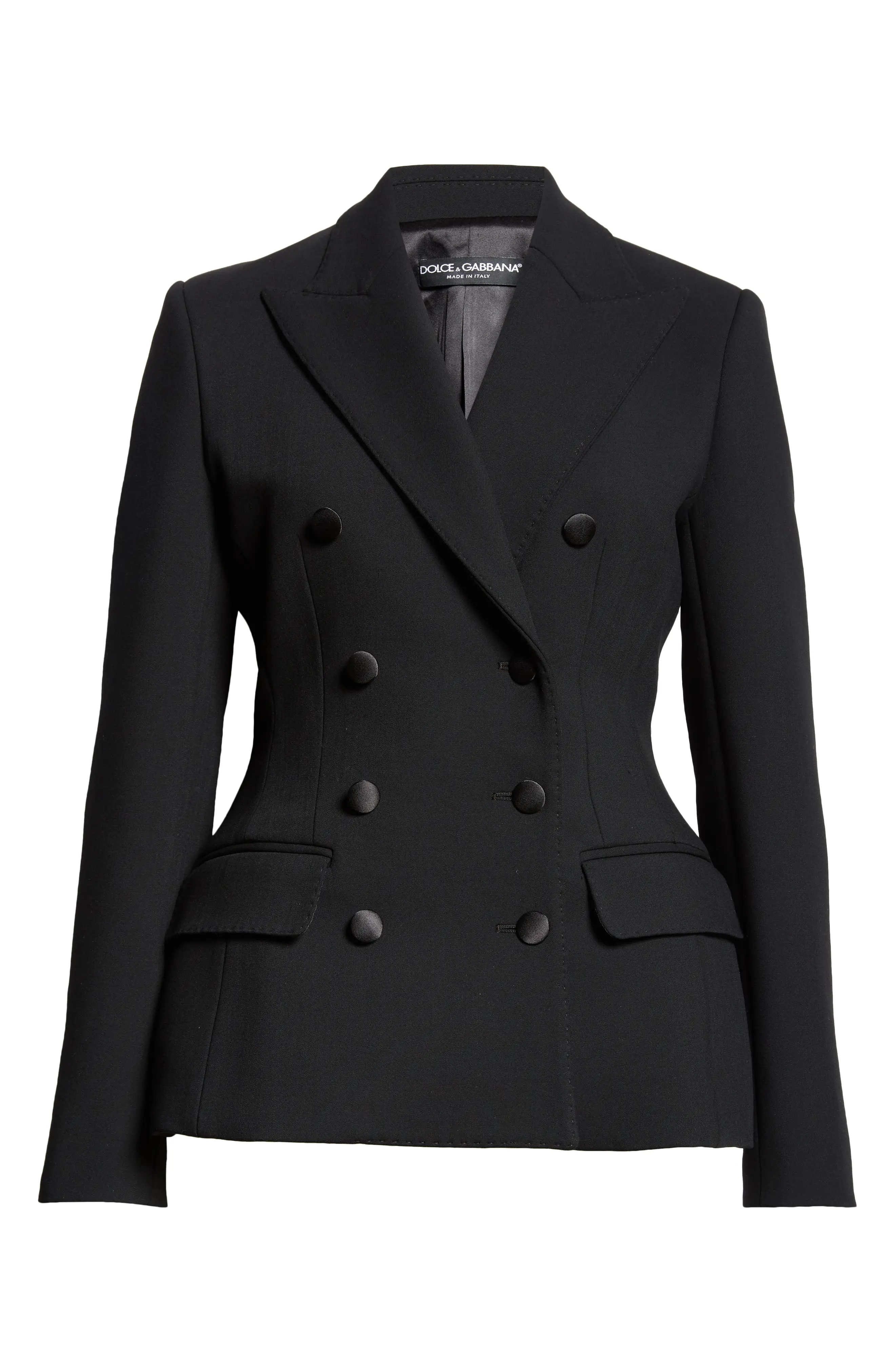 ジャケット Dolce & Gabbana Turlington Double-Breasted Wool Jacket Double-breasted wool Turlington jacket with jacquard leopard