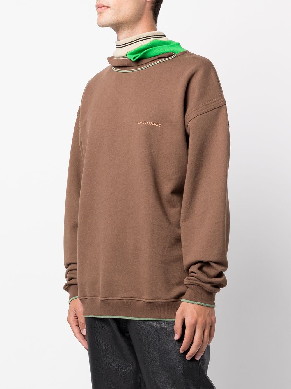 asymmetric neck embroidered-logo sweatshirt - 4