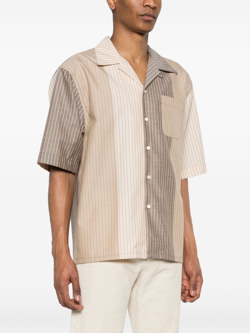 colour-block pinstriped shirt - 3