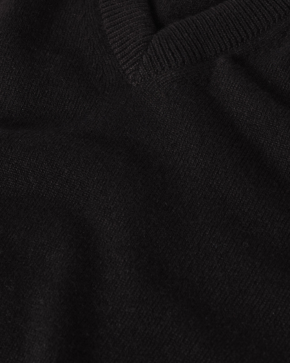 Classic Cashmere Black V Neck Jumper - 6