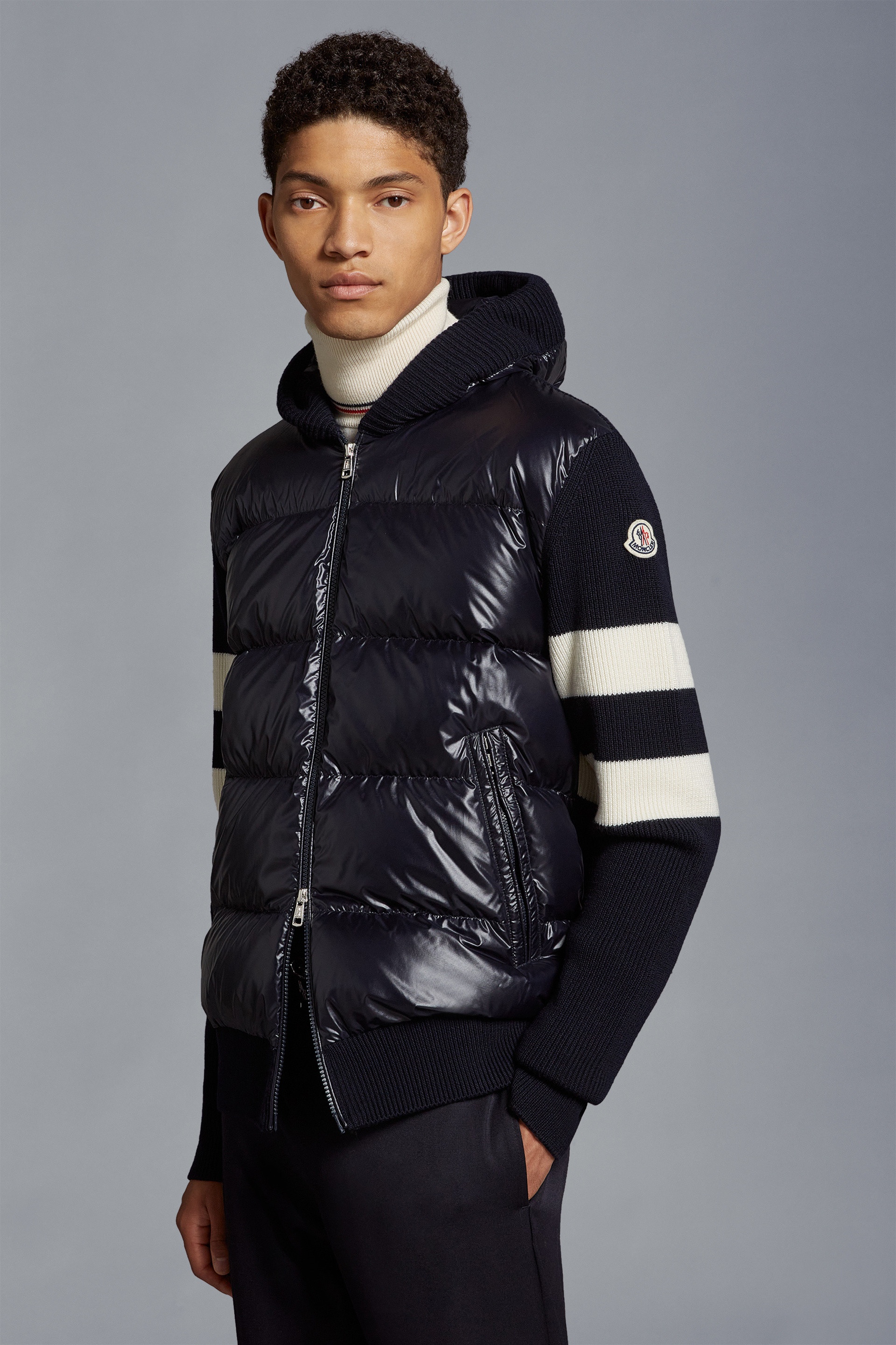 MONCLER｜JACKETS (9B00013 M1131 999) Moncler Logo Patch Padded Zip-Up Jacket 9B00013 M1131 999