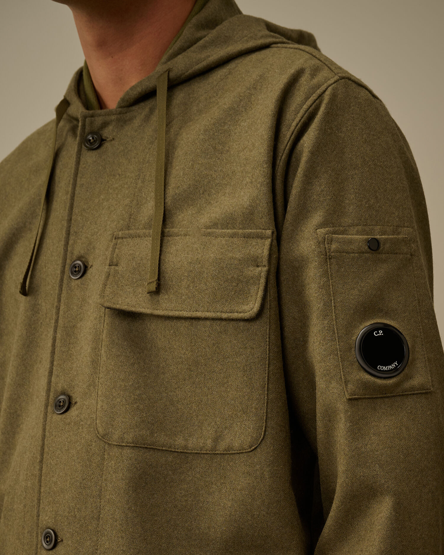 Felt Hooded Button Overshirt - 5