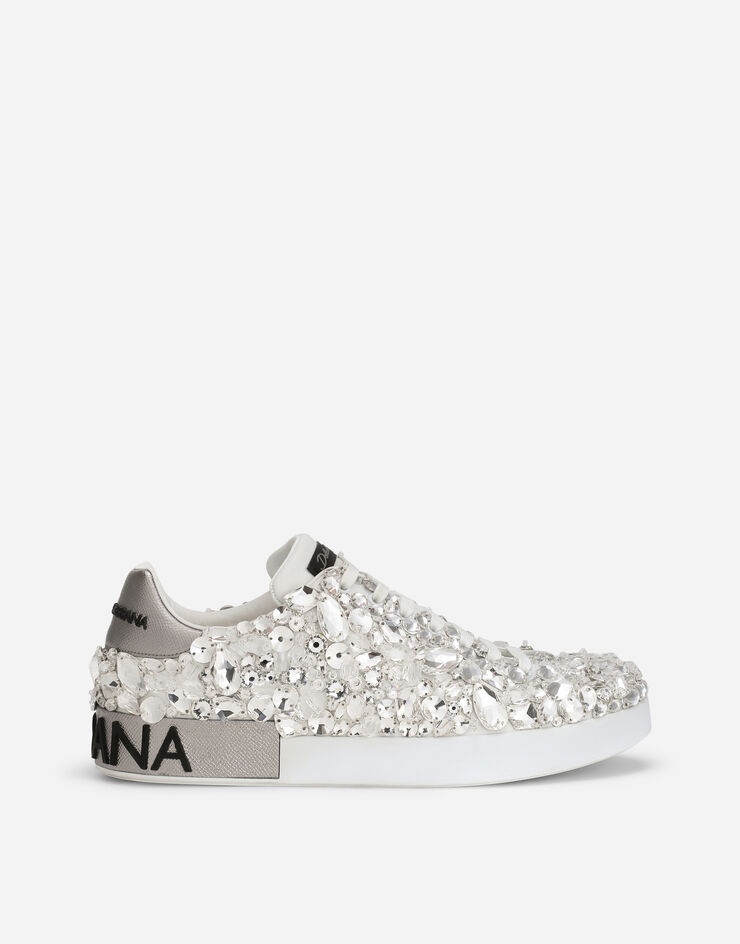 Calfskin nappa Portofino sneakers with all-over embroidery - 1