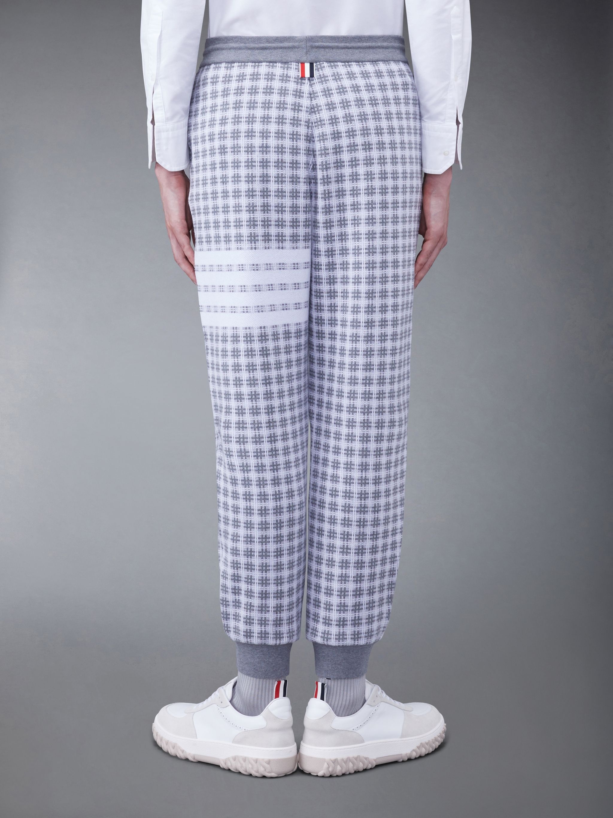 checked jacquard track pants - 3