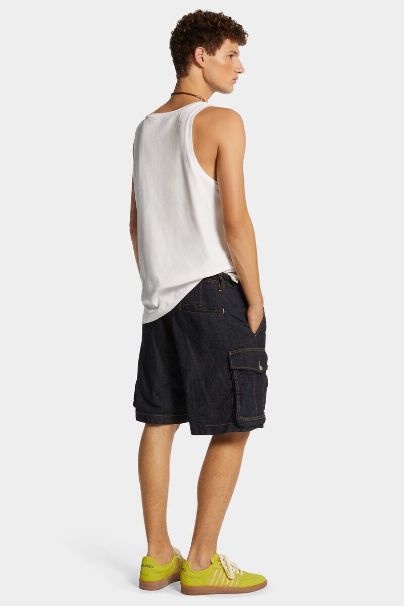 SUMMER LOVERS DARK WASH CARGO SHORTS - 4