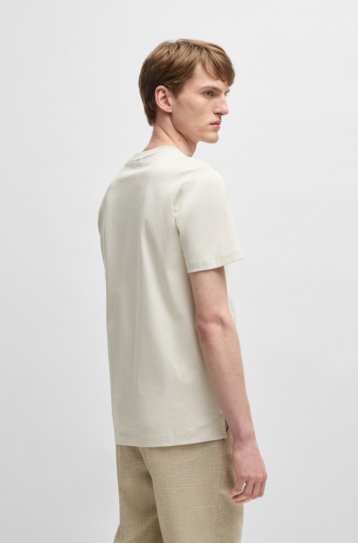 MERCERIZED-COTTON SLIM-FIT T-SHIRT WITH COLLAR STRIPE - 5