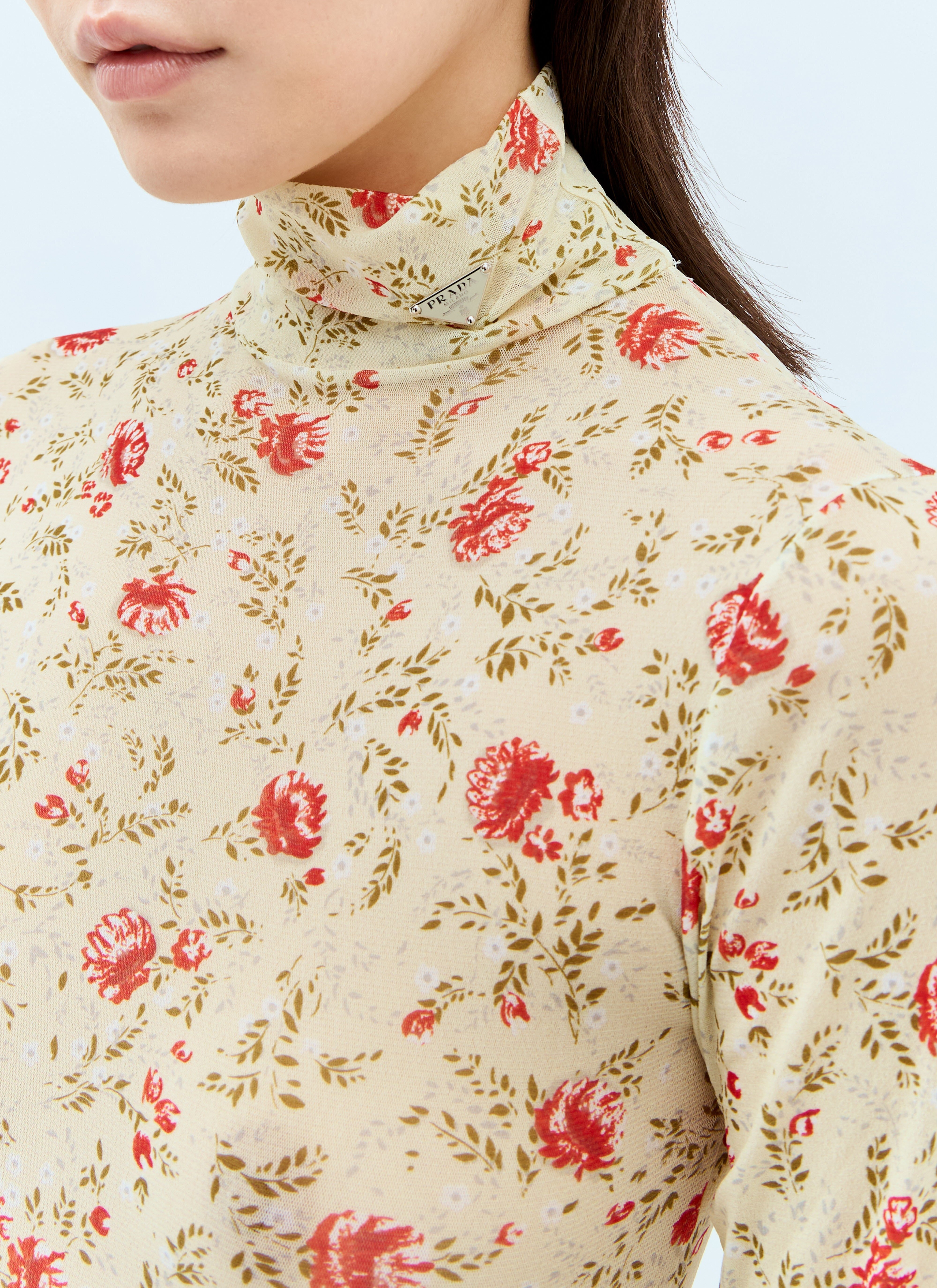 Printed Stretch Tulle Bodysuit - 4