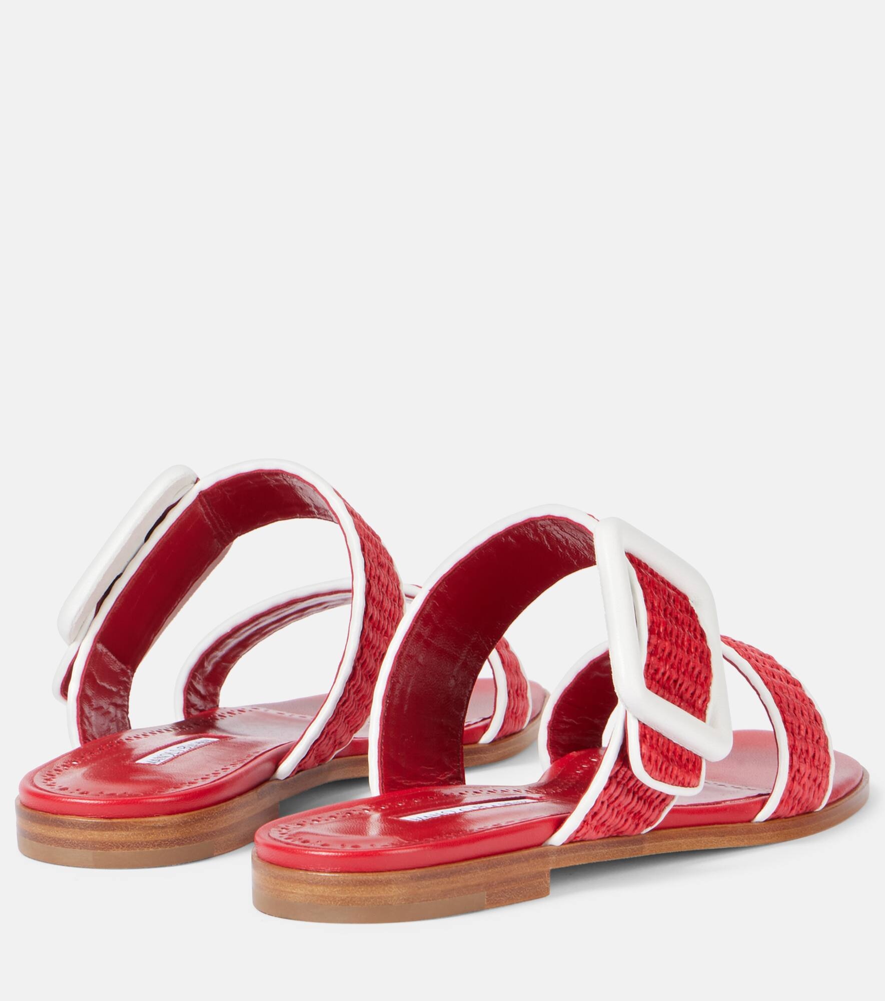 Tituba leather-trimmed raffia sandals - 2
