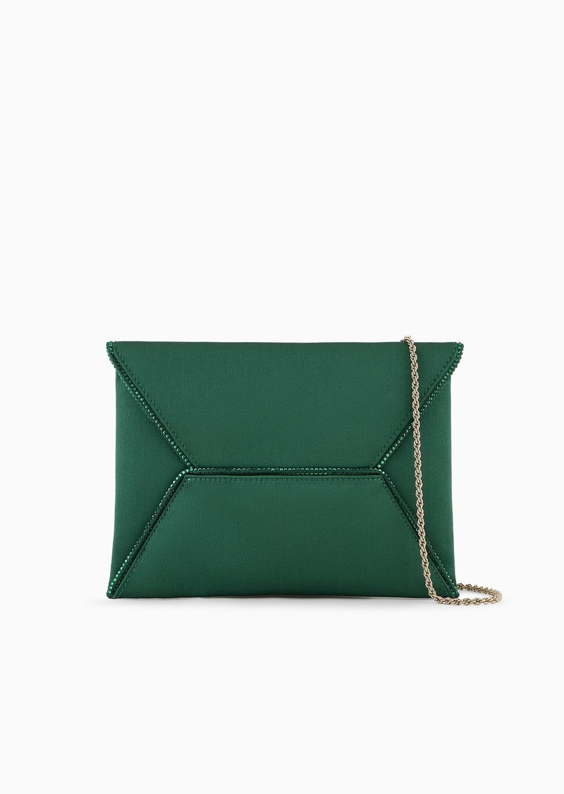 Small satin clutch bag with rhinestone piping 1