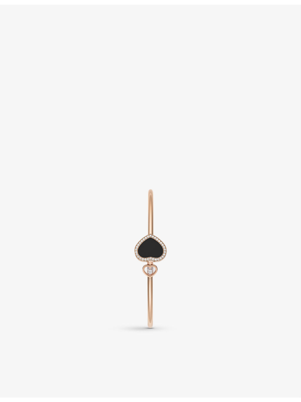 Happy Hearts 18ct rose-gold, 0.19ct round-cut diamond and onyx bangle bracelet - 2