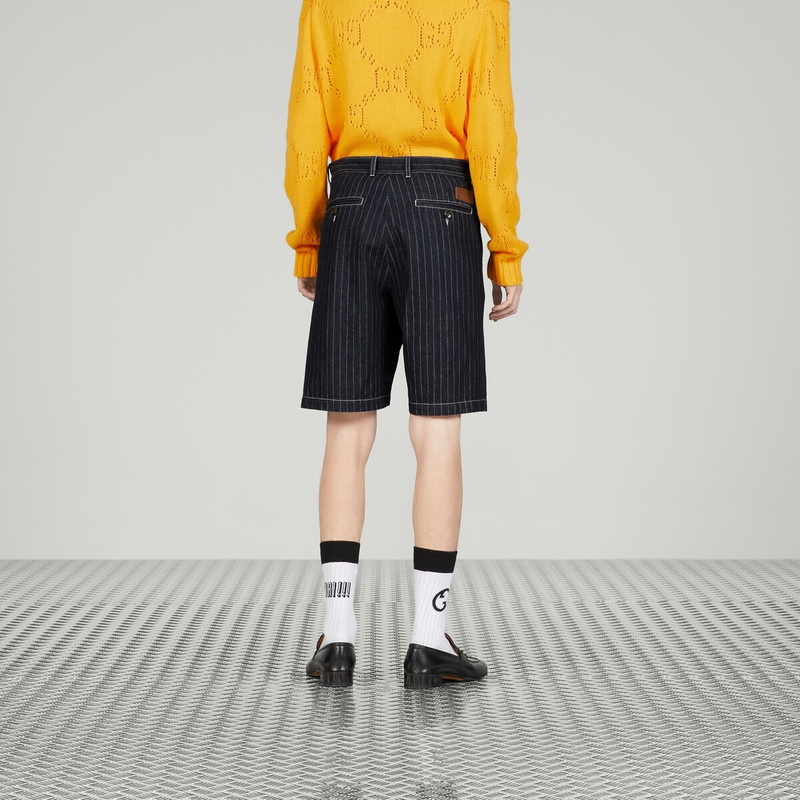 Striped organic cotton bermuda short 7