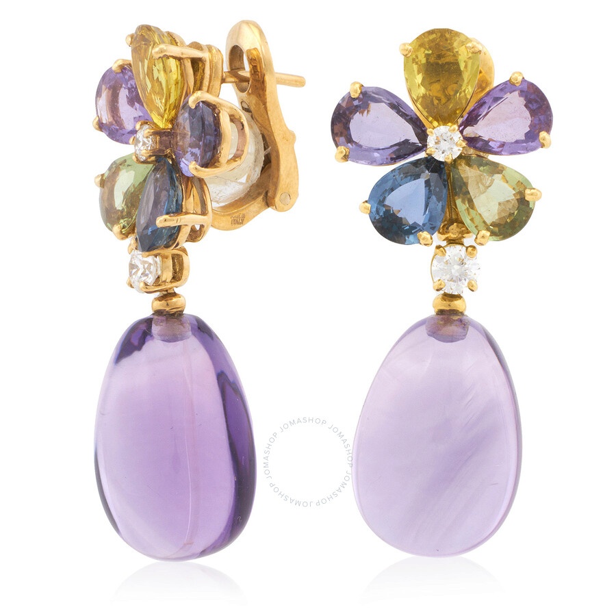 Bvlgari Sapphire Floral 18k Yellow Gold Earrings - 2