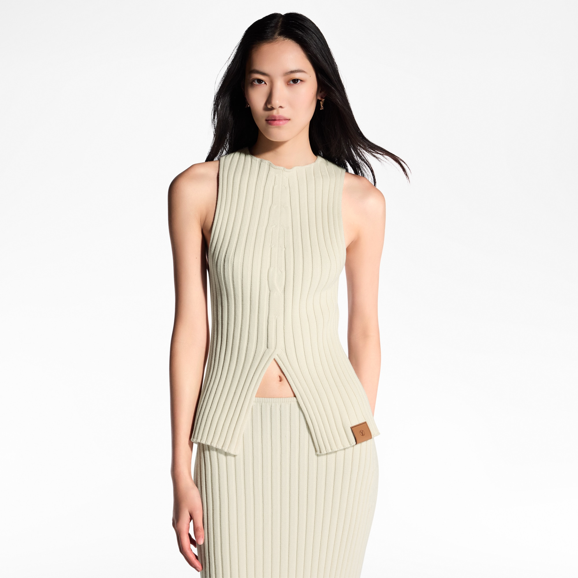 Ribbed Knit Slit Top - 2