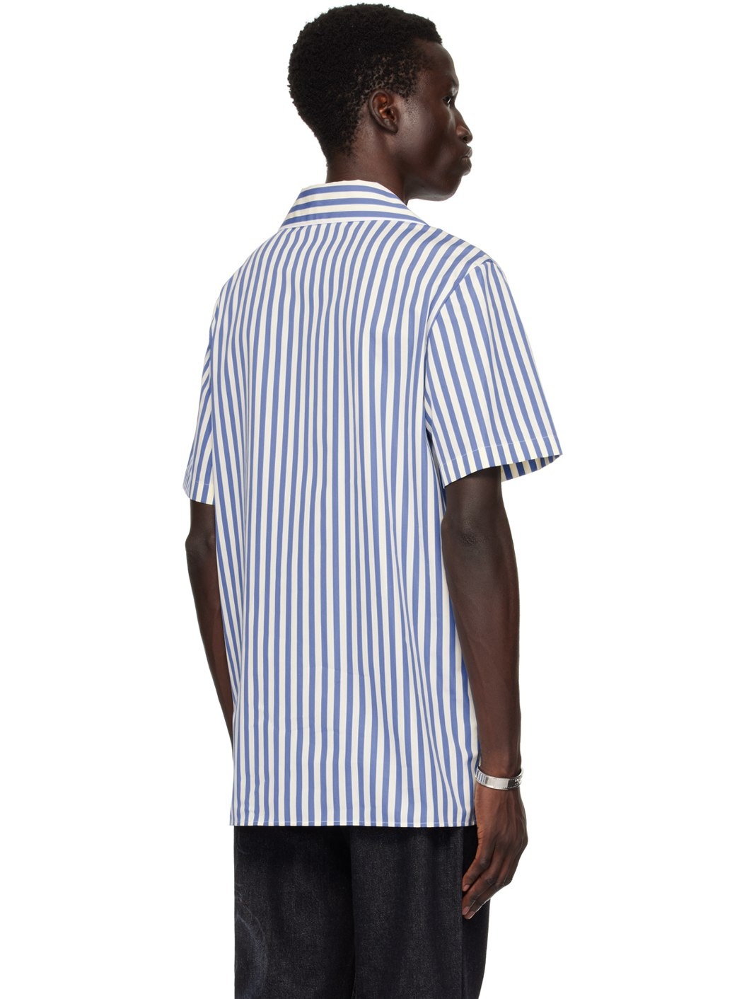 Blue & Off-White Striped Shirt - 3