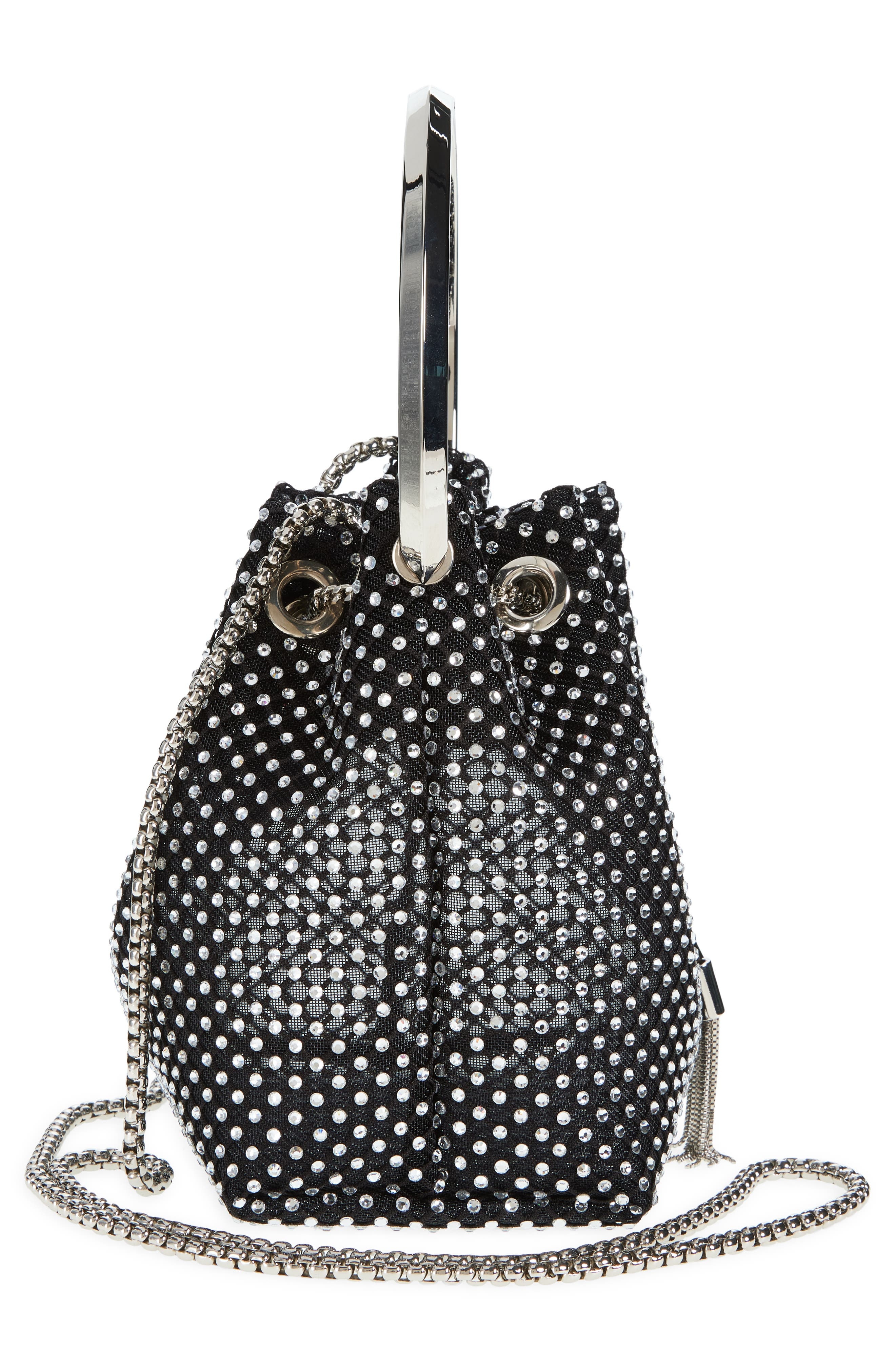 Jimmy Choo Bon Bon Crystal Mesh Pouch in Black/Crystal at Nordstrom - 6