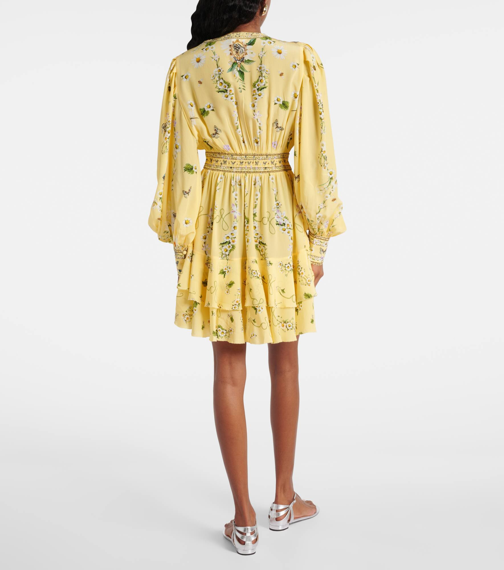 Floral silk crêpe minidress - 3
