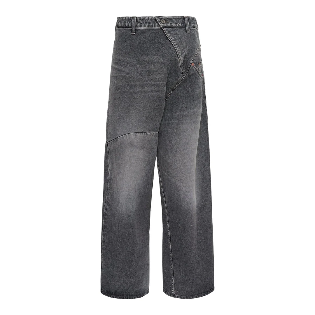 Distorted Cutting Denim Pants - 1