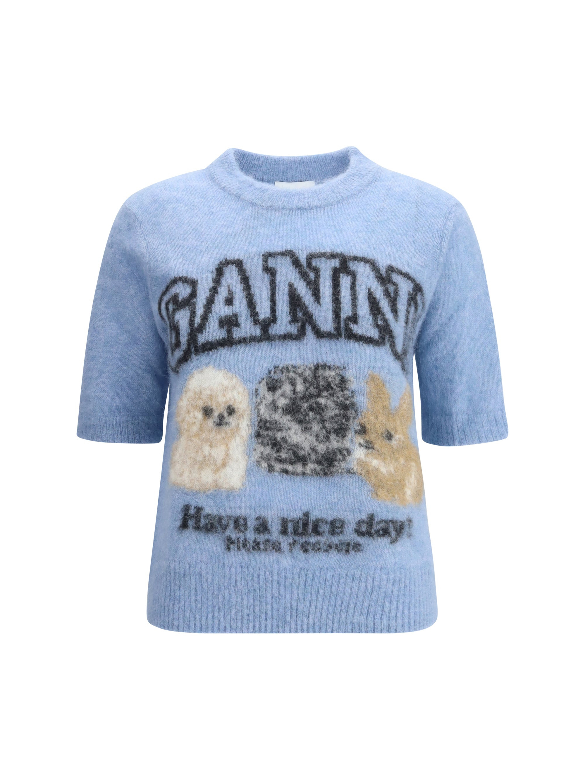 Ganni Women Puppies Short Sleeve Sweater - 1